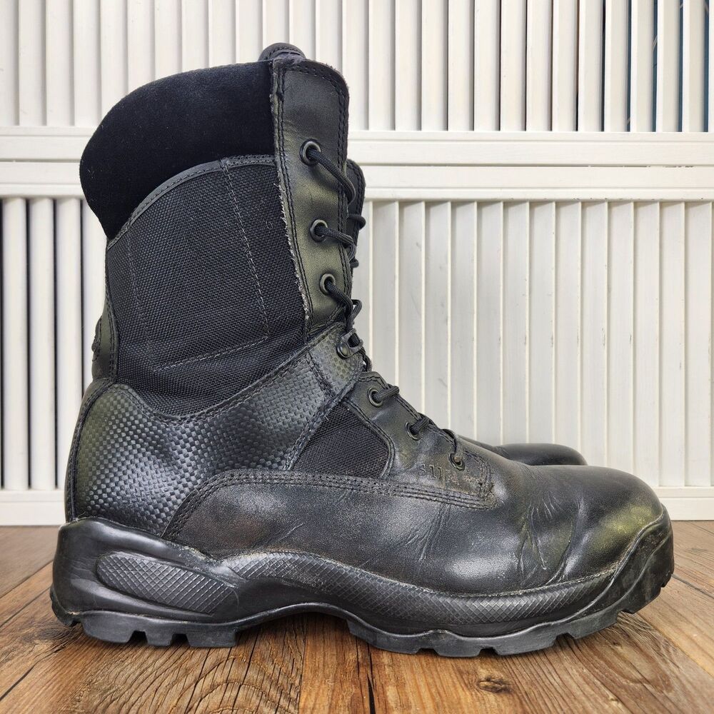 5.11 ATAC 8" Side Zip Boots Mens Sz 15 Black Tactical Leather Nylon Duty Zipper
